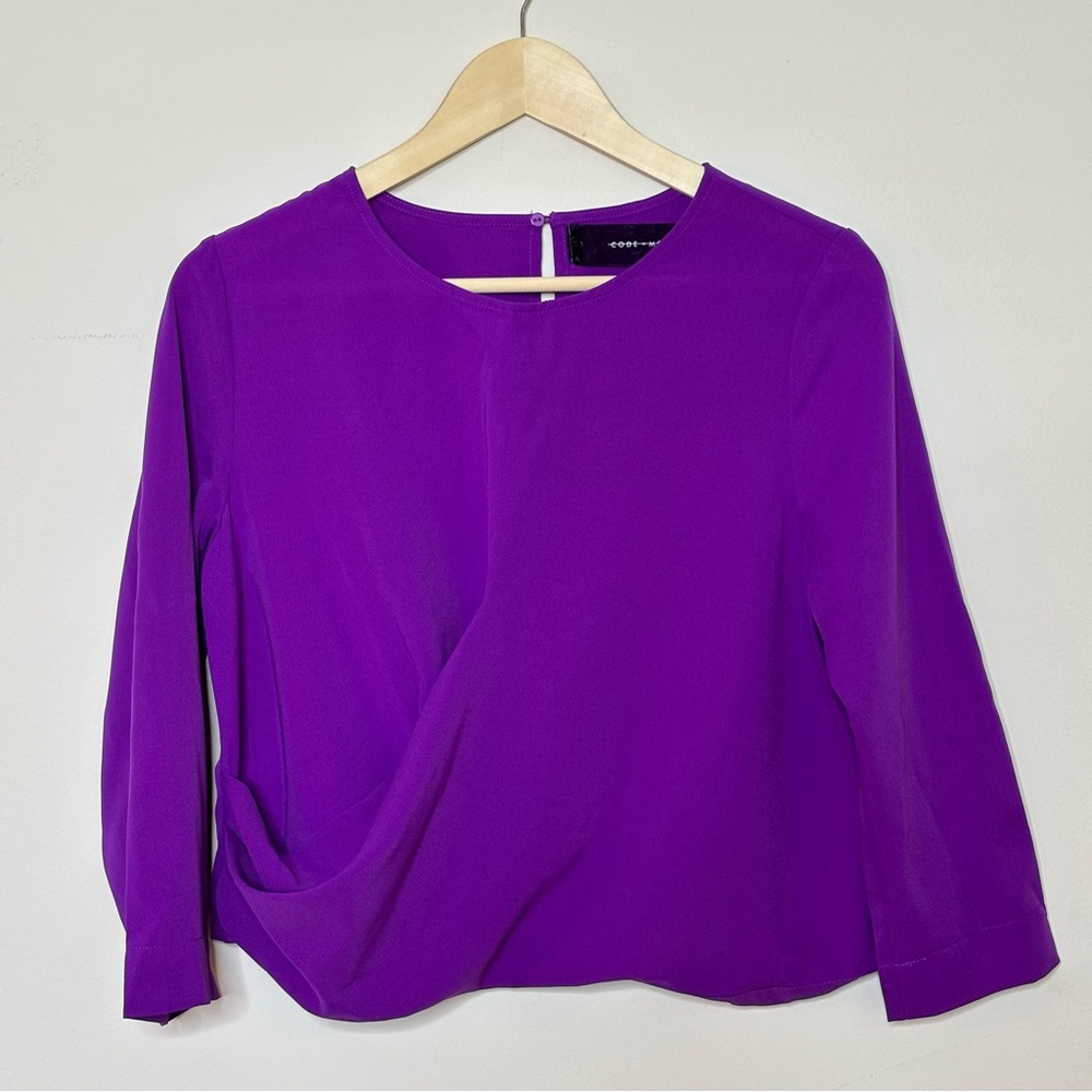 Draped Blouse Asymmetrical Cropped Polyester M Code x Mode